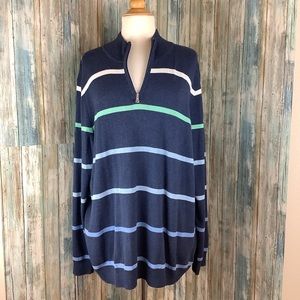 Men’s Club Room blue striped 1/4 zip sweater. Silk/cotton/cashmere size XL